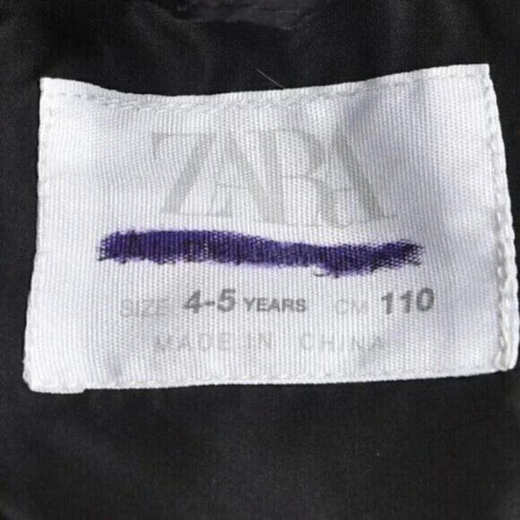 Zara Down Black Puffer Jacket Snap Button Kids Size 4-5 - Picture 6 of 7